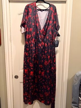 black with red floral dress (4x or 34/36) fits like 5x